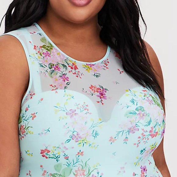 Torrid 6X Swim Dress Aqua Push Up Swimsuit Plus - Picture 6 of 6